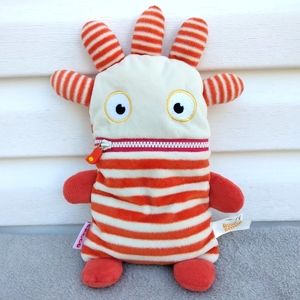 Gerd Hahn’s Worry Eaters Zippered Mouth Plush Stuffed Toy Saggo Orange Striped